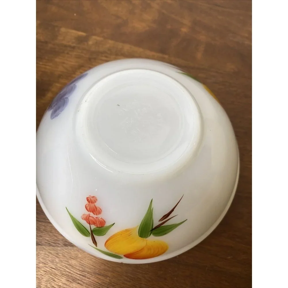 Vintage Fire King Oven Ware Milk Glass Fruit Bowl Grapes Peach Pear 6